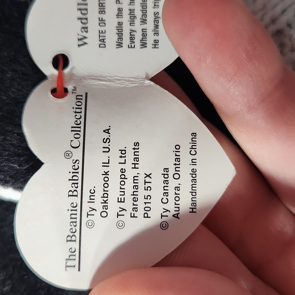 🕸Vintage Ty Beanie Baby Original Waddle the Penguin 1995 P.V.C. Pellets - Picture 10 of 12